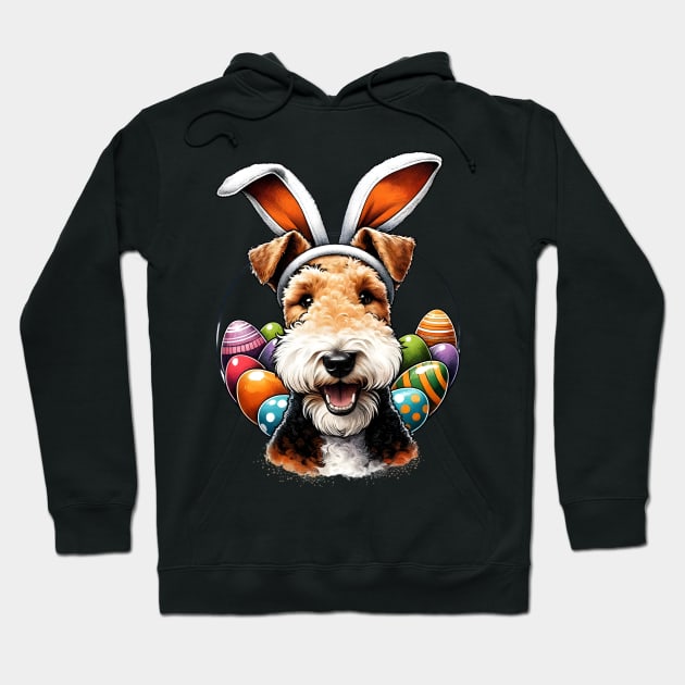 Wire Fox Terrier with Bunny Ears Celebrates Easter Festivities Hoodie by ArtRUs